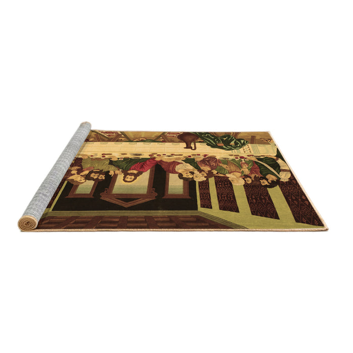 Sideview of Machine Washable Persian Brown Traditional Rug, wshtr37brn
