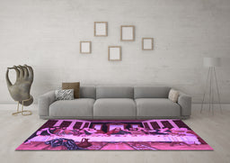 Machine Washable Persian Purple Traditional Area Rugs in a Living Room, wshtr37pur