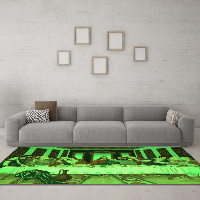 Machine Washable Persian Green Traditional Area Rugs in a Living Room,, wshtr37grn