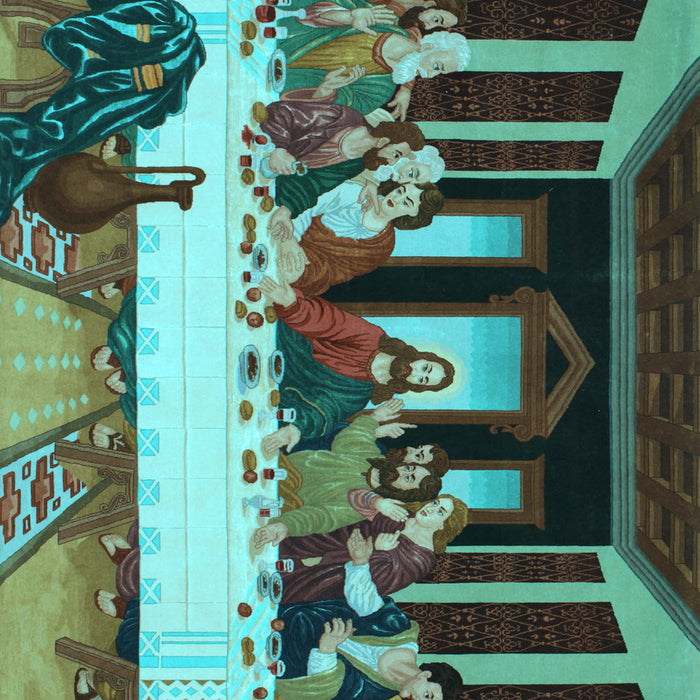 Machine Washable Persian Light Blue Traditional Rug, wshtr37lblu