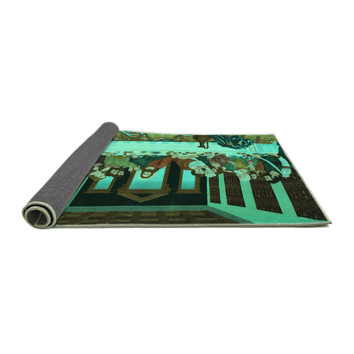 Sideview of Persian Turquoise Traditional Rug, tr37turq