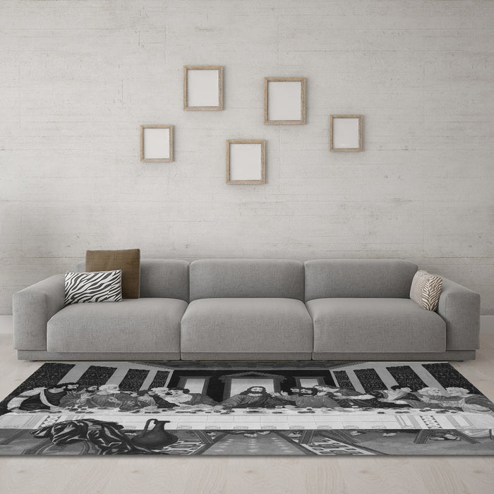 Machine Washable Persian Gray Traditional Rug in a Living Room,, wshtr37gry