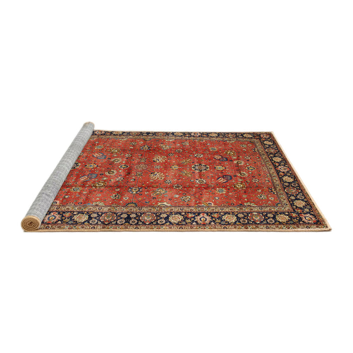 Sideview of Machine Washable Traditional Bronze Brown Rug, wshtr38