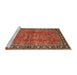 Sideview of Machine Washable Traditional Bronze Brown Rug, wshtr38