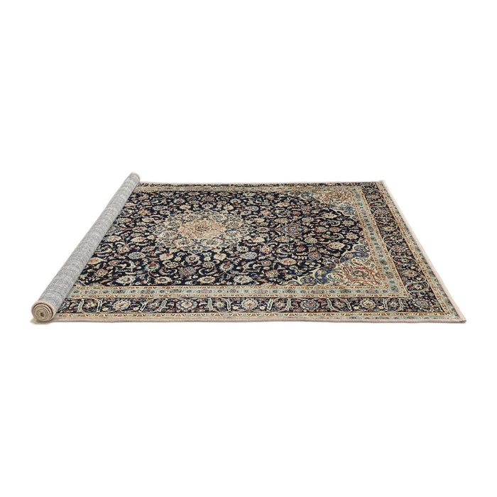 Sideview of Machine Washable Traditional Western Charcoal Gray Rug, wshtr3800