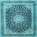 Square Machine Washable Persian Light Blue Traditional Rug, wshtr3800lblu