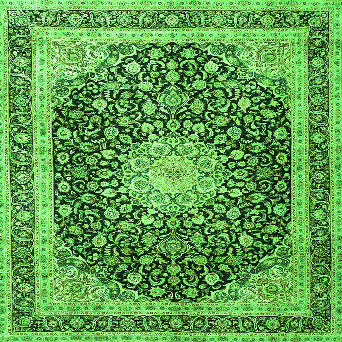 Round Machine Washable Persian Green Traditional Area Rugs, wshtr3800grn
