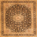 Round Machine Washable Persian Orange Traditional Area Rugs, wshtr3800org