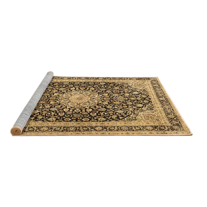 Sideview of Machine Washable Persian Brown Traditional Rug, wshtr3800brn