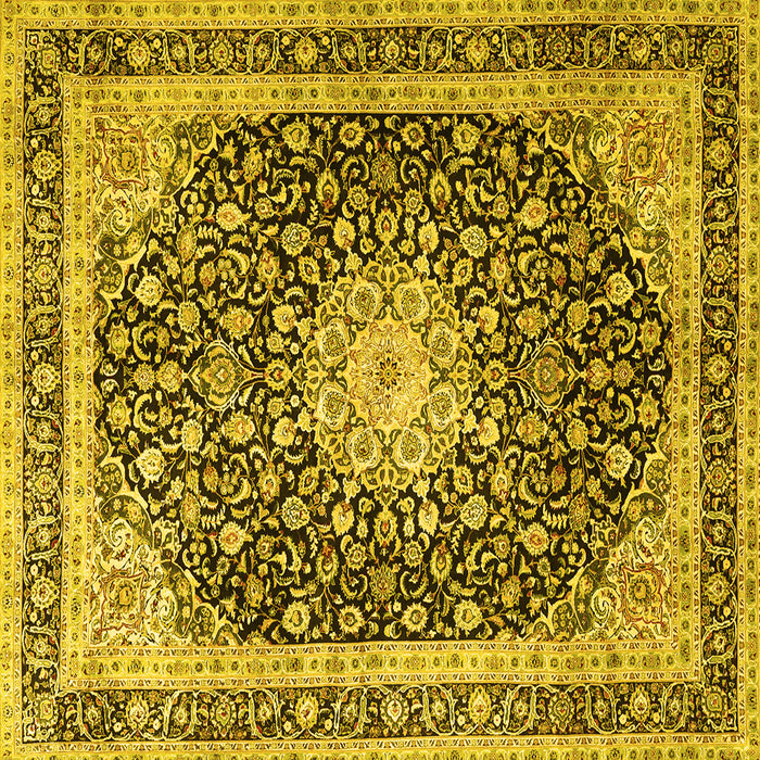 Square Machine Washable Persian Yellow Traditional Rug, wshtr3800yw