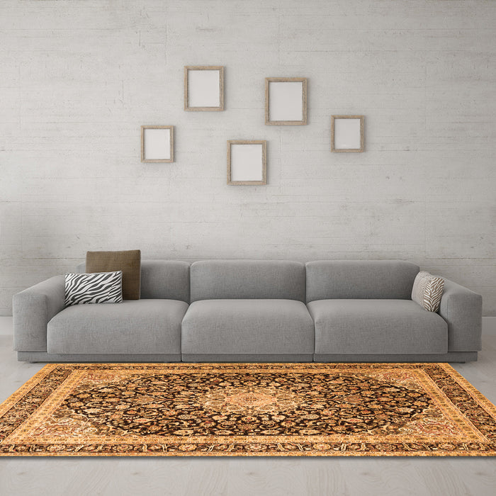 Machine Washable Persian Orange Traditional Area Rugs in a Living Room, wshtr3800org