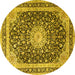 Round Persian Yellow Traditional Rug, tr3800yw