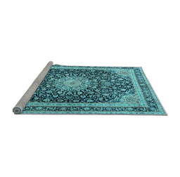 Sideview of Machine Washable Persian Light Blue Traditional Rug, wshtr3800lblu