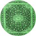 Round Persian Emerald Green Traditional Rug, tr3800emgrn