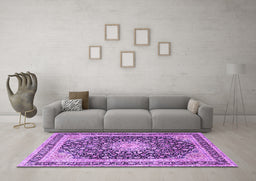 Machine Washable Persian Purple Traditional Area Rugs in a Living Room, wshtr3800pur