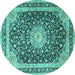 Round Persian Turquoise Traditional Rug, tr3800turq