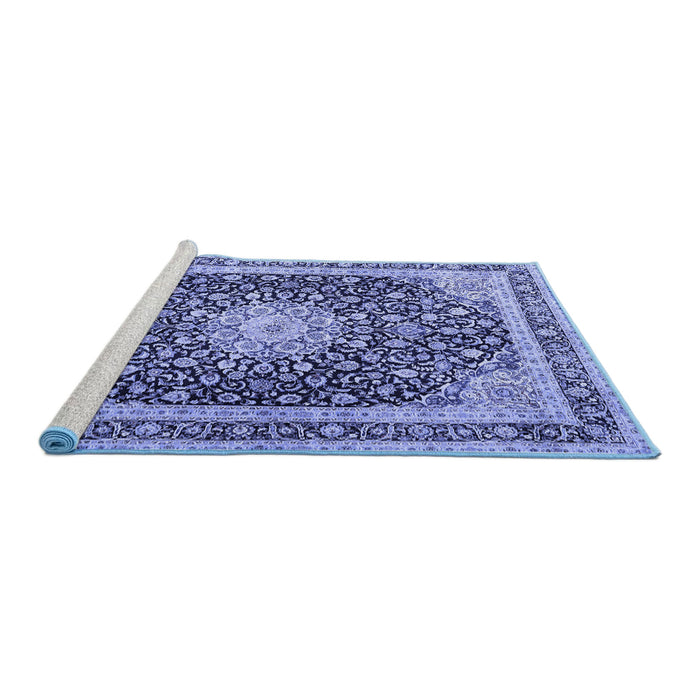 Sideview of Machine Washable Persian Blue Traditional Rug, wshtr3800blu