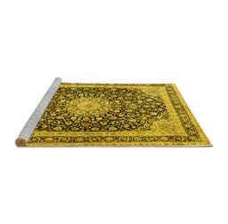 Sideview of Machine Washable Persian Yellow Traditional Rug, wshtr3800yw
