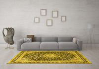 Machine Washable Persian Yellow Traditional Rug, wshtr3800yw