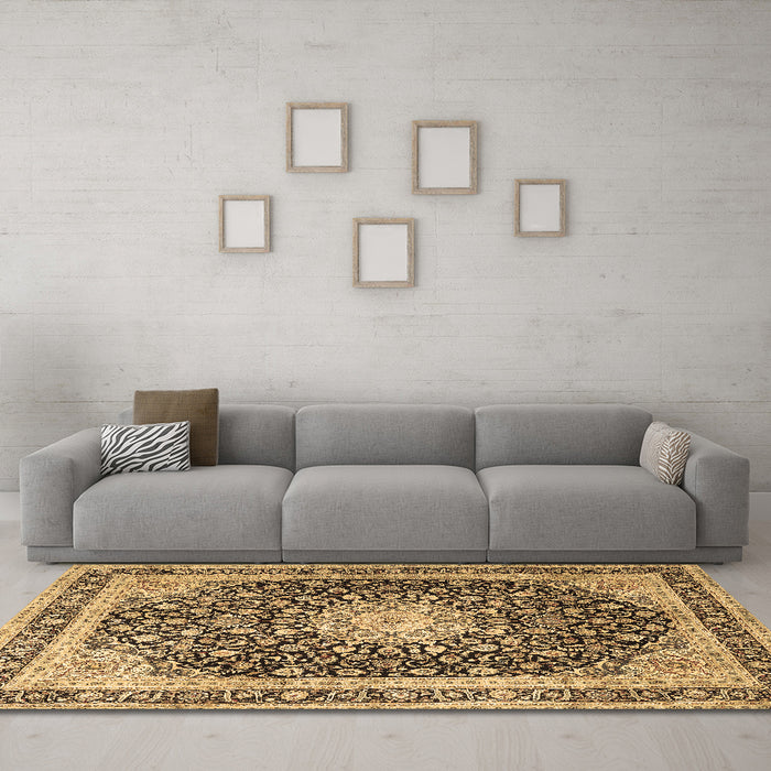 Machine Washable Persian Brown Traditional Rug in a Living Room,, wshtr3800brn