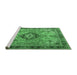 Sideview of Machine Washable Persian Emerald Green Traditional Area Rugs, wshtr3801emgrn