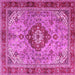 Square Machine Washable Persian Pink Traditional Rug, wshtr3801pnk