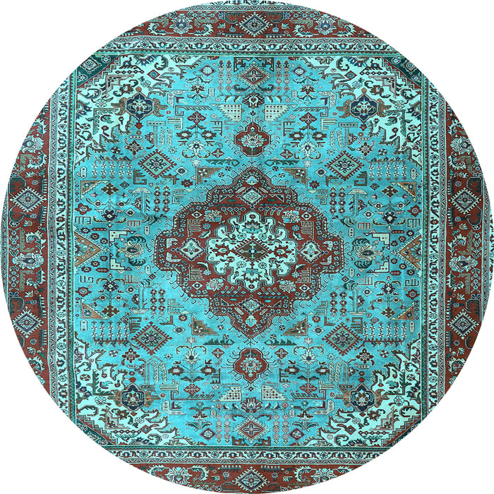 Round Persian Light Blue Traditional Rug, tr3801lblu