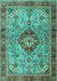 Machine Washable Persian Turquoise Traditional Area Rugs, wshtr3801turq