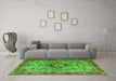 Machine Washable Persian Green Traditional Area Rugs in a Living Room,, wshtr3801grn