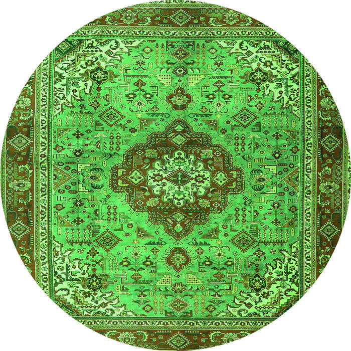 Square Persian Green Traditional Rug, tr3801grn