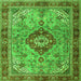 Round Machine Washable Persian Green Traditional Area Rugs, wshtr3801grn