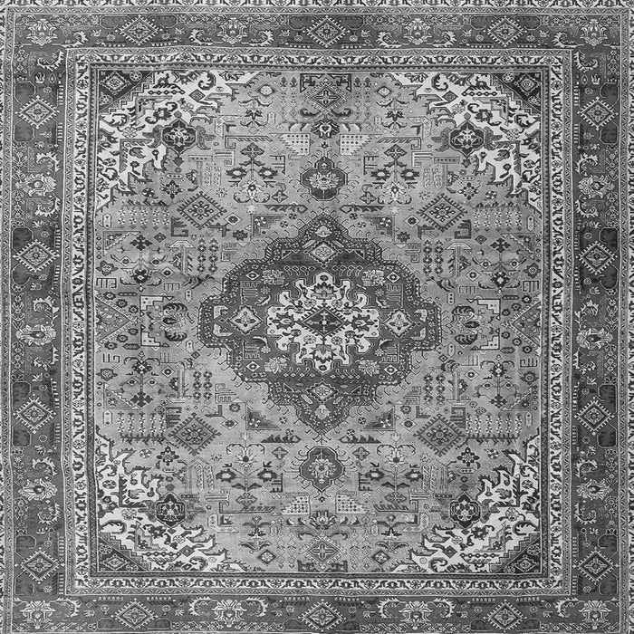 Round Machine Washable Persian Gray Traditional Rug, wshtr3801gry