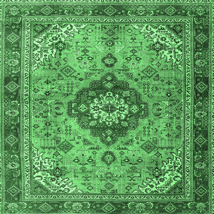 Square Persian Emerald Green Traditional Rug, tr3801emgrn