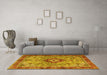 Machine Washable Persian Yellow Traditional Rug in a Living Room, wshtr3801yw