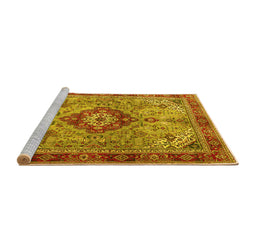Sideview of Machine Washable Persian Yellow Traditional Rug, wshtr3801yw