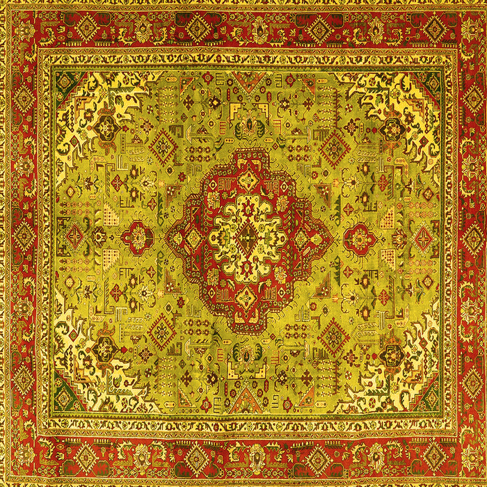 Square Persian Yellow Traditional Rug, tr3801yw