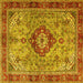 Square Persian Yellow Traditional Rug, tr3801yw
