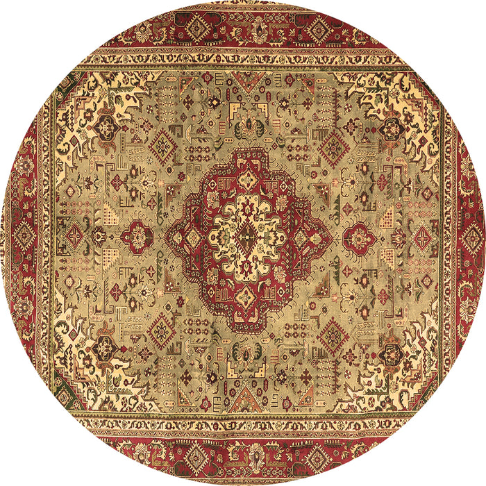 Round Persian Brown Traditional Rug, tr3801brn