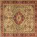 Square Persian Brown Traditional Rug, tr3801brn