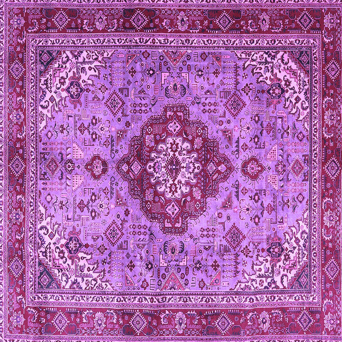 Square Machine Washable Persian Purple Traditional Area Rugs, wshtr3801pur