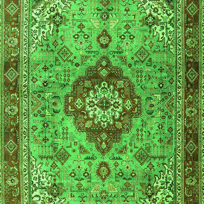 Serging Thickness of Machine Washable Persian Green Traditional Area Rugs, wshtr3801grn