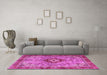 Machine Washable Persian Pink Traditional Rug in a Living Room, wshtr3801pnk