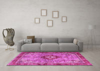 Machine Washable Persian Pink Traditional Rug, wshtr3801pnk