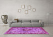 Machine Washable Persian Purple Traditional Area Rugs in a Living Room, wshtr3801pur