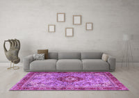 Machine Washable Persian Purple Traditional Rug, wshtr3801pur