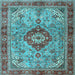 Square Machine Washable Persian Light Blue Traditional Rug, wshtr3801lblu