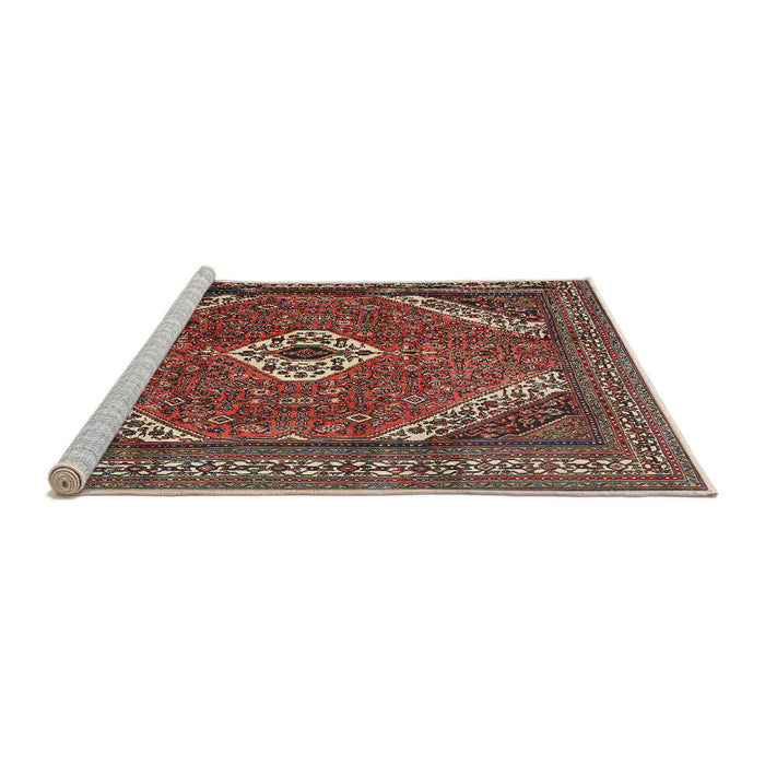 Sideview of Machine Washable Traditional Saffron Red Rug, wshtr3802