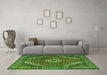 Machine Washable Persian Green Traditional Area Rugs in a Living Room,, wshtr3802grn