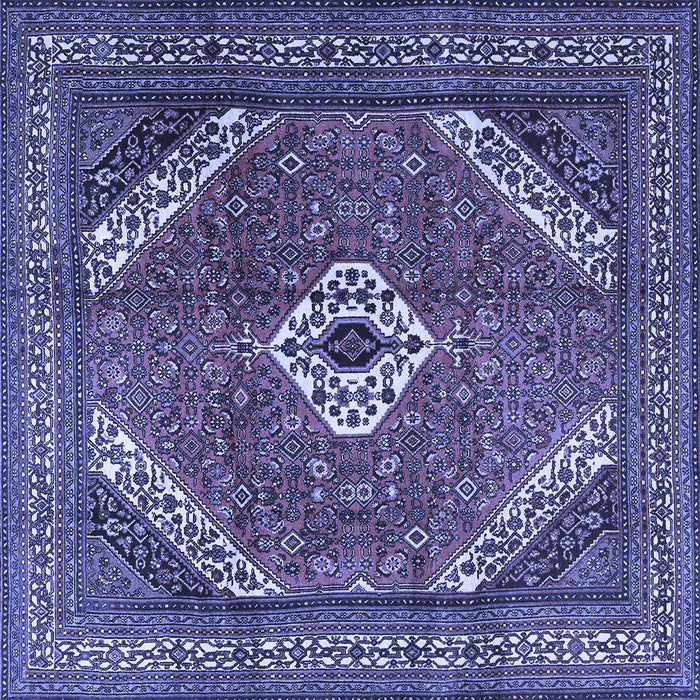 Square Machine Washable Persian Blue Traditional Rug, wshtr3802blu