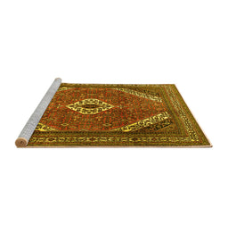 Sideview of Machine Washable Persian Yellow Traditional Rug, wshtr3802yw